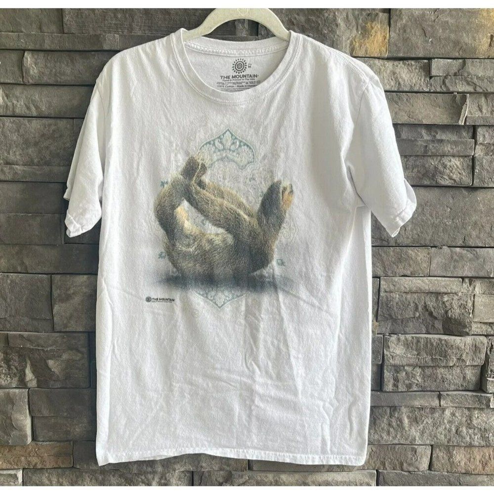 The Mountain Sloth Short‎ Sleeve Graphic T-Shirt Size M Off White Color